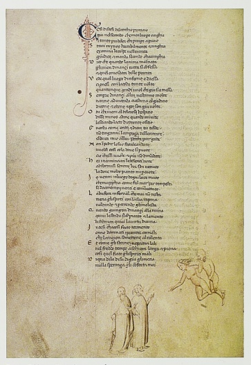 Dalla Biblioteca Riccardiana di Firenze giunge La Commedia, con le 15 canzoni di Dante Alighieri, codice manoscritto nel quale Boccaccio, a pochi anni dalla morte di Dante, copia di propria mano l’opera dantesca