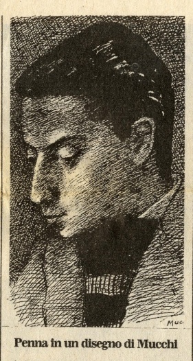 Sandro Penna in un disegno di Mucchi