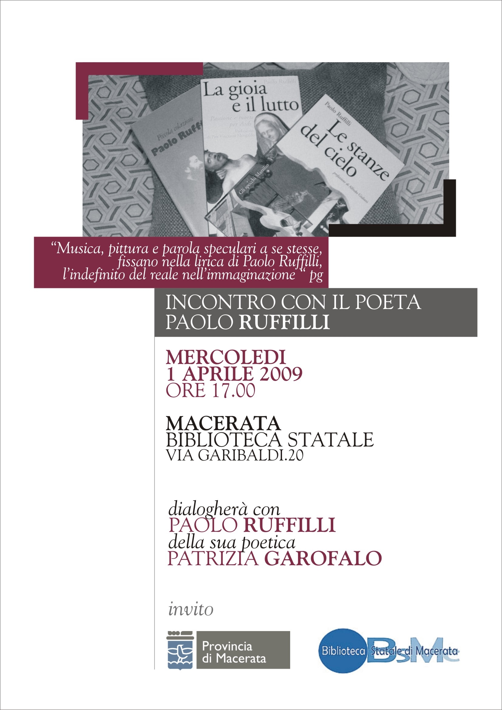 Incontro con il Poeta Paolo Ruffilli